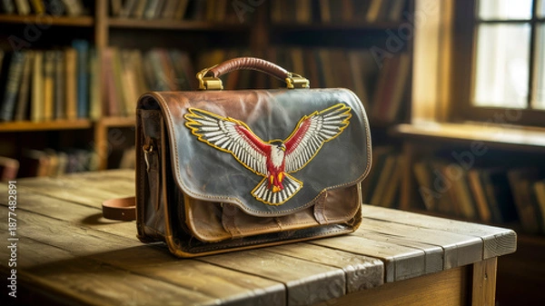 Fototapeta old leather briefcase