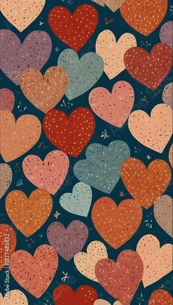Fototapeta Cute Hand-Drawn Heart Seamless Pattern