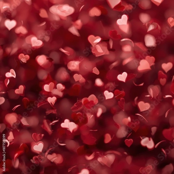 Obraz Falling hearts in soft red glow
