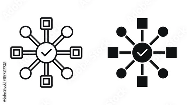 Obraz Vector icon set for organization and verification