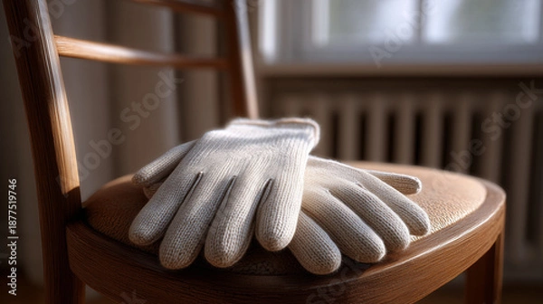 Obraz Winter gloves on chair