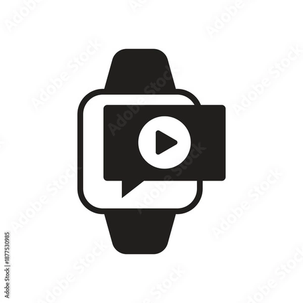 Obraz Smartwatch media play solid icon