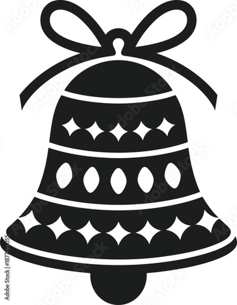 Obraz Black easter bell silhouette with decorative patterns and bow white