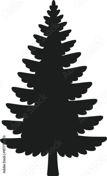 Obraz Black pine tree silhouette vector graphic