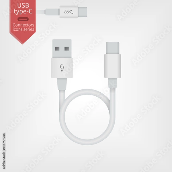 Fototapeta USB type-C red wire