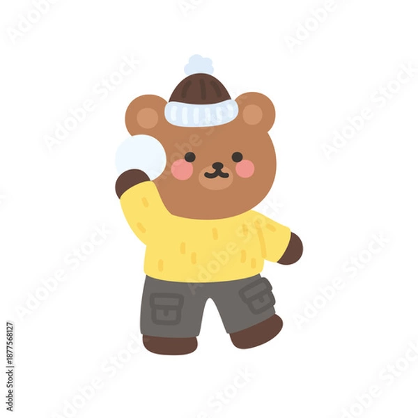 Obraz A cute bear preparing to throw a snowball