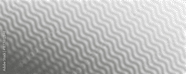 Obraz Wavy gradient diagonal monochrome grain transition background. Stipple ripple noise pattern texture.