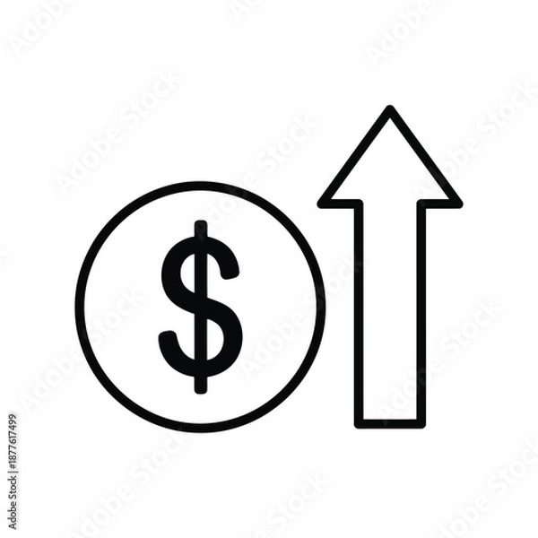 Obraz Dollar Increase Up Arrow Line Icon