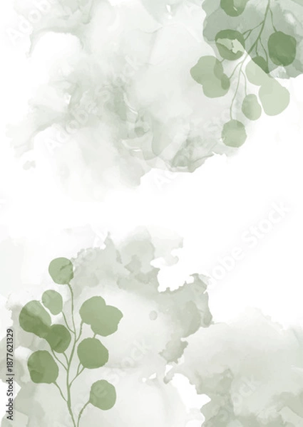 Obraz Elegant background with hand painted leaf watercolour design