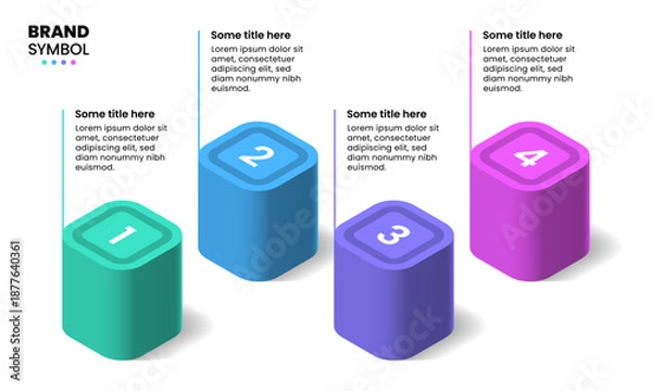 Obraz Infographics template. 4 isometric columns with numbers