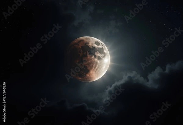 Fototapeta Stunning Lunar Eclipse Captivating Earth's Shadow Casting Over Moon's Surface