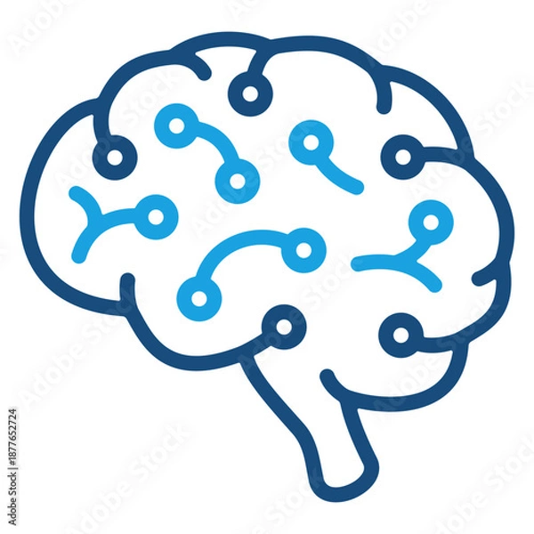 Obraz Artificial Intelligence Brain Outline Style