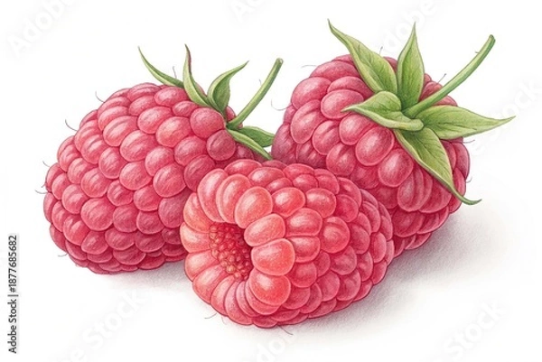 Obraz Raspberry sweet fruit illustration for web isolated on white background creative design