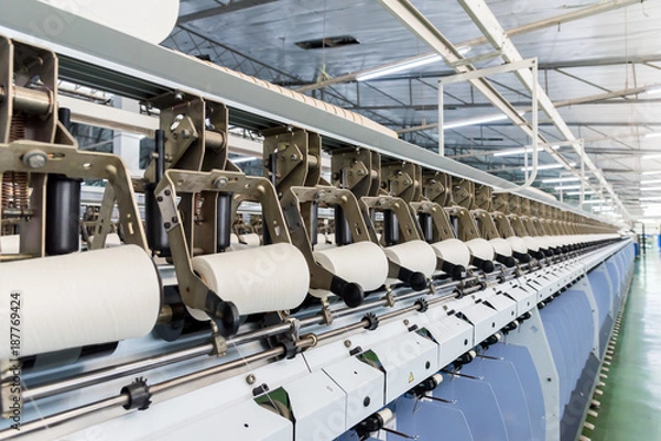 Fototapeta Coarse cotton factory in spinning production line and a rotating machinery and equipment production company