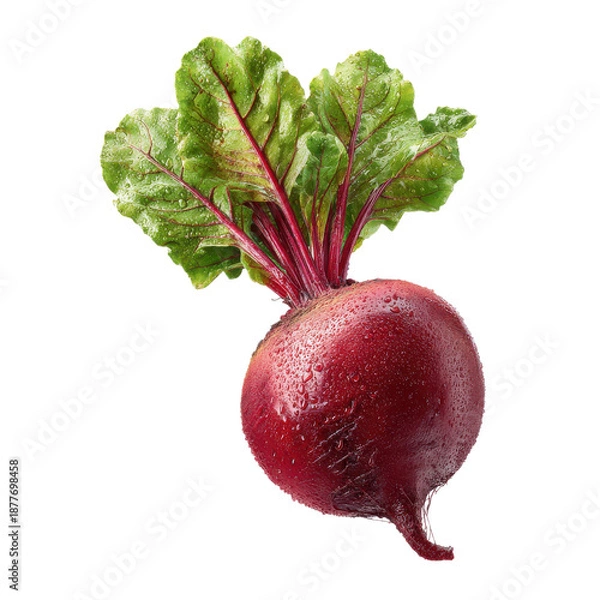 Obraz Fresh beetroot with greens on transparent background