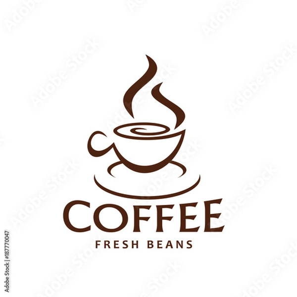 Obraz Vector coffe cup and steam icon for coffee beans