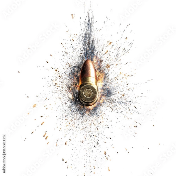 Obraz Bullet impact explosion on transparent background