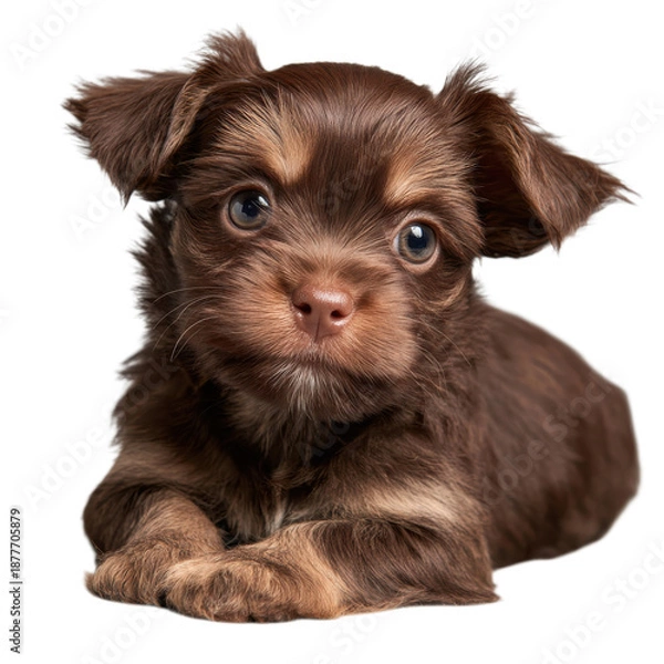 Obraz Cute Brown Puppy Lying Down on Transparent Background