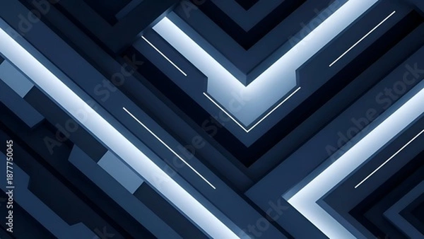 Obraz Geometric Pattern with Neon Lights.