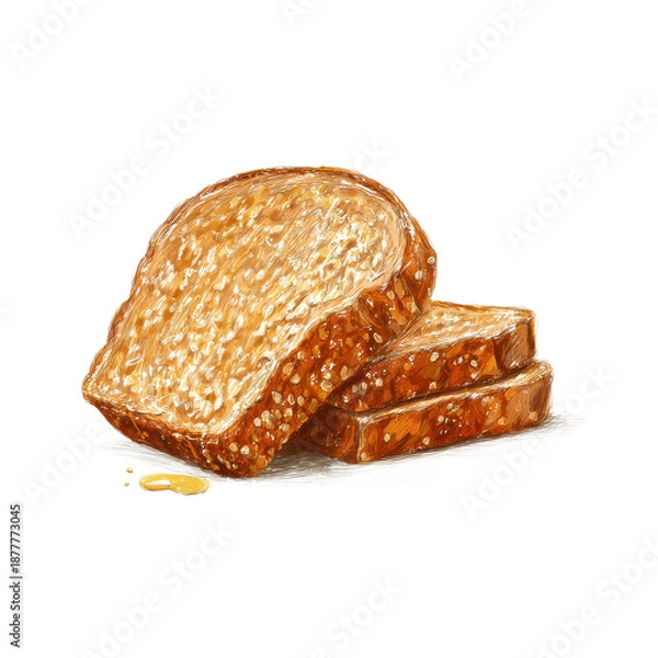 Obraz Toasted Bread Slices on Transparent Background