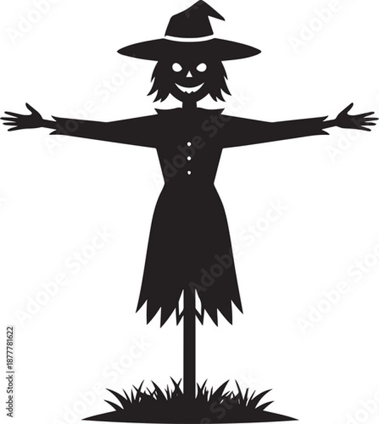 Obraz  Minimal Farm Scarecrow Vector Illustration