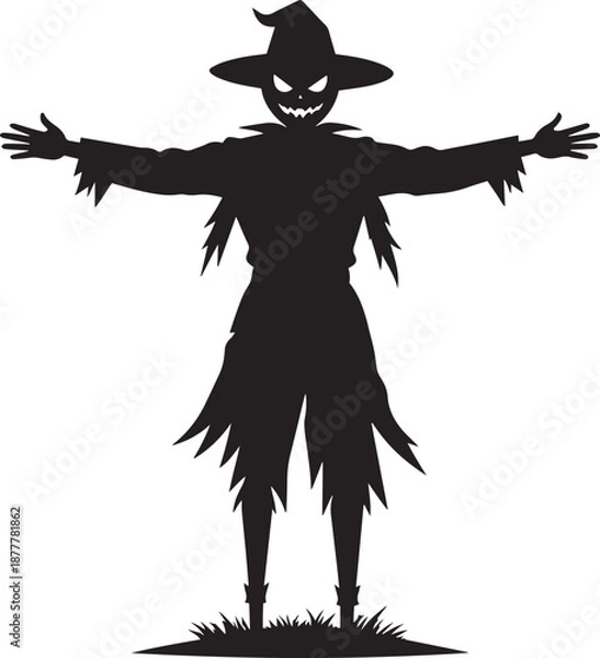 Obraz  Minimal Farm Scarecrow Vector Illustration
