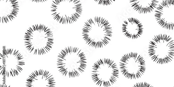 Obraz Whimsical Black and White Abstract Circular Burst Patterns