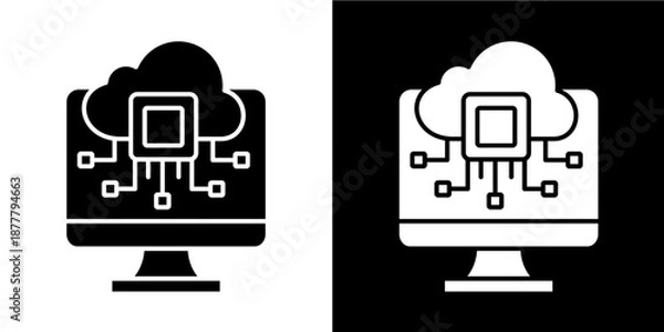 Fototapeta Edge Computing  Icon Set White Glyph Style Collection