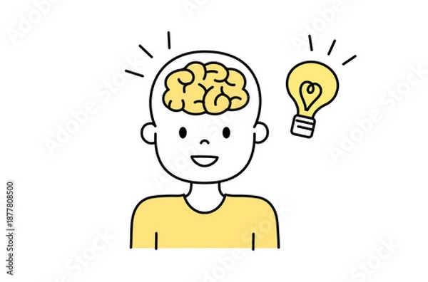 Obraz ひらめく脳のアイコンイラスト