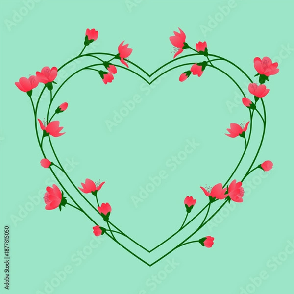 Obraz Floral heart frame, vector illustration.