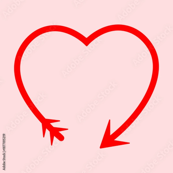 Obraz Cupidon arrow heart shape, vector illustration.