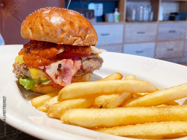 Obraz スパイシーチリミートソース和牛バーガー