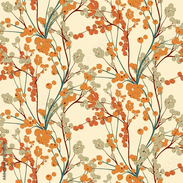 Fototapeta Berry Seamless Vector Botanical Pattern