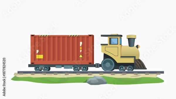 Obraz a freight train with red cargo container