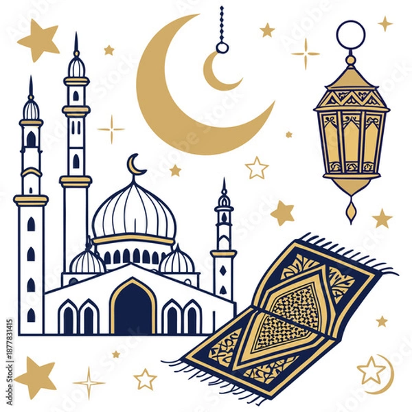 Obraz Ramadan Kareem Flat Vector Elements Set