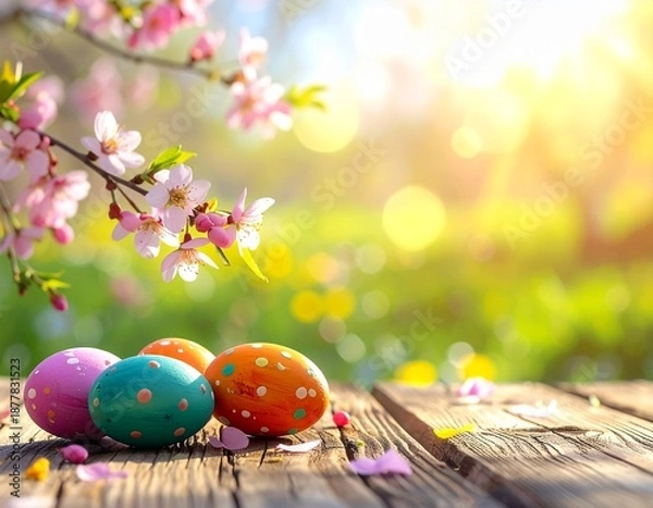 Obraz easter eggs and flowers