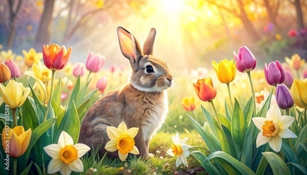 Obraz easter bunny with easter eggs