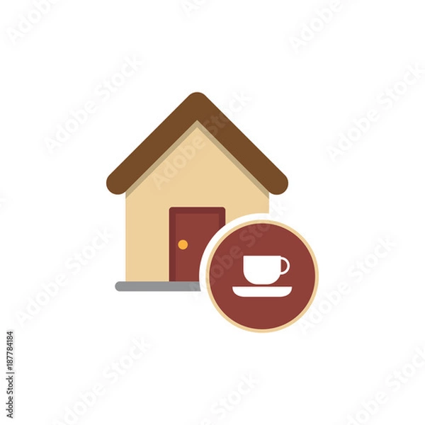 Fototapeta Coffee shop building icon, out vector sign, ar style pictogram isolated on white. Symbol, logo illustration. Editable stroke