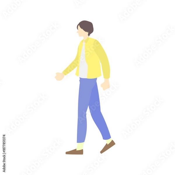 Obraz 一人で歩く春服の男性