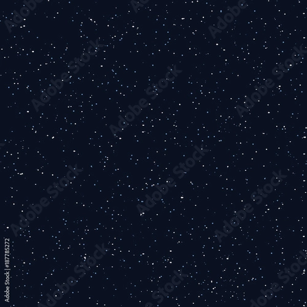 Fototapeta Starry sky seamless pattern, white and blue dots in galaxy and stars style - repeatable background. Galaxy background of starry night sky, space repeat seamless
