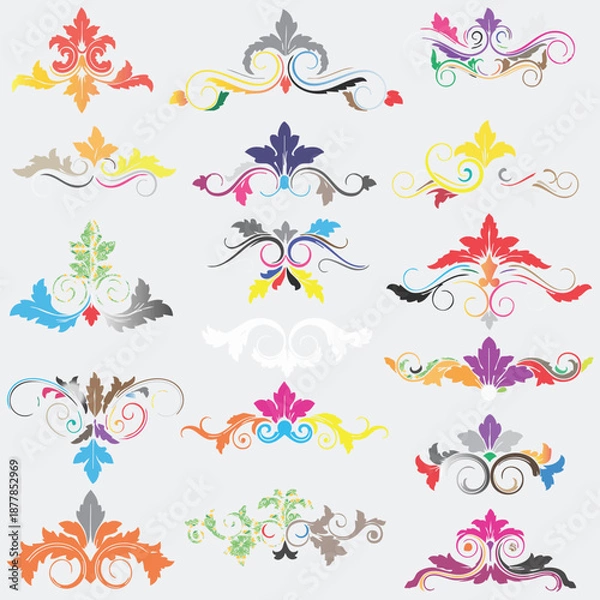 Obraz Victorian Floral Pattern Silhouette Set 