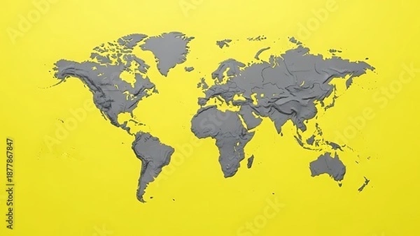 Obraz Gray map on yellow background geography continents