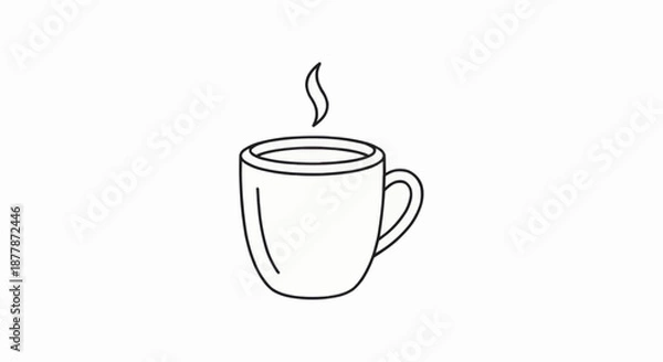 Obraz Tea Mug Outline Vector Icon