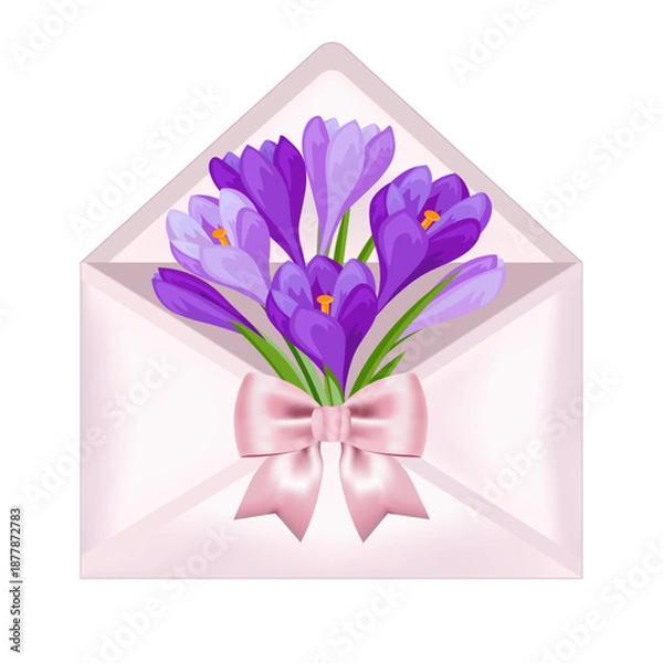 Obraz envelope with spring flowers without background