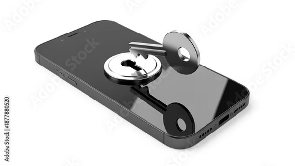 Obraz Mobile security and data protection visualized by a key unlocking a smartphone screen