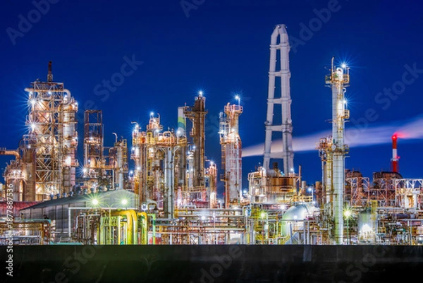 Obraz 重県　四日市　工場夜景　大正橋付近