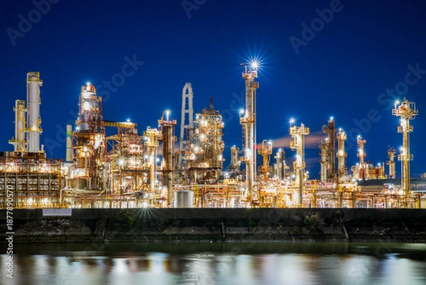 Obraz 重県　四日市　工場夜景　大正橋付近