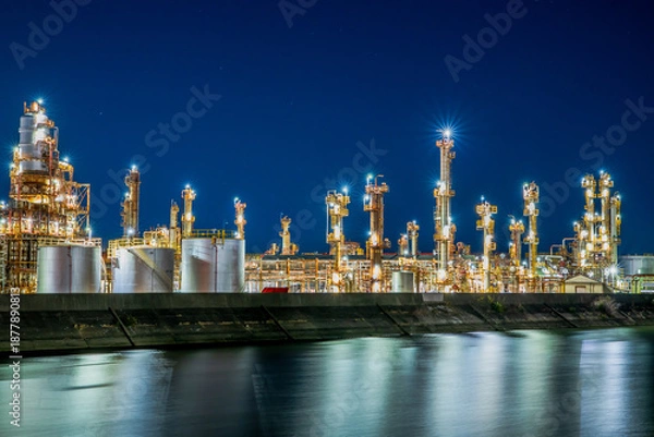 Obraz 重県　四日市　工場夜景　大正橋付近