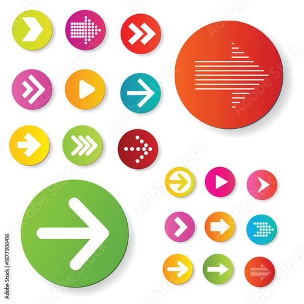 Obraz Colorful arrows set . Arrow cursor vector icon