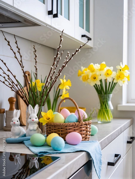 Obraz Happy Easter greeting card with spring Easter background